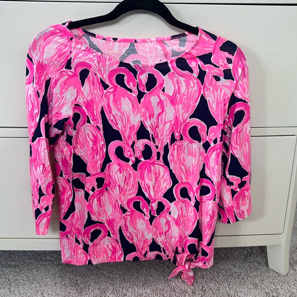 Lilly Pulitzer 3/4 length flamingo print tee small
